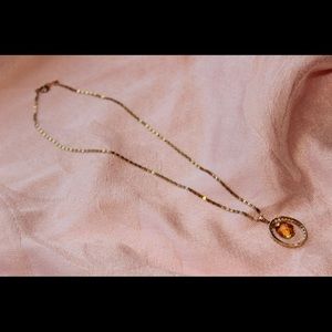 14kt Yellow Gold Necklace w gemstones & diamonds